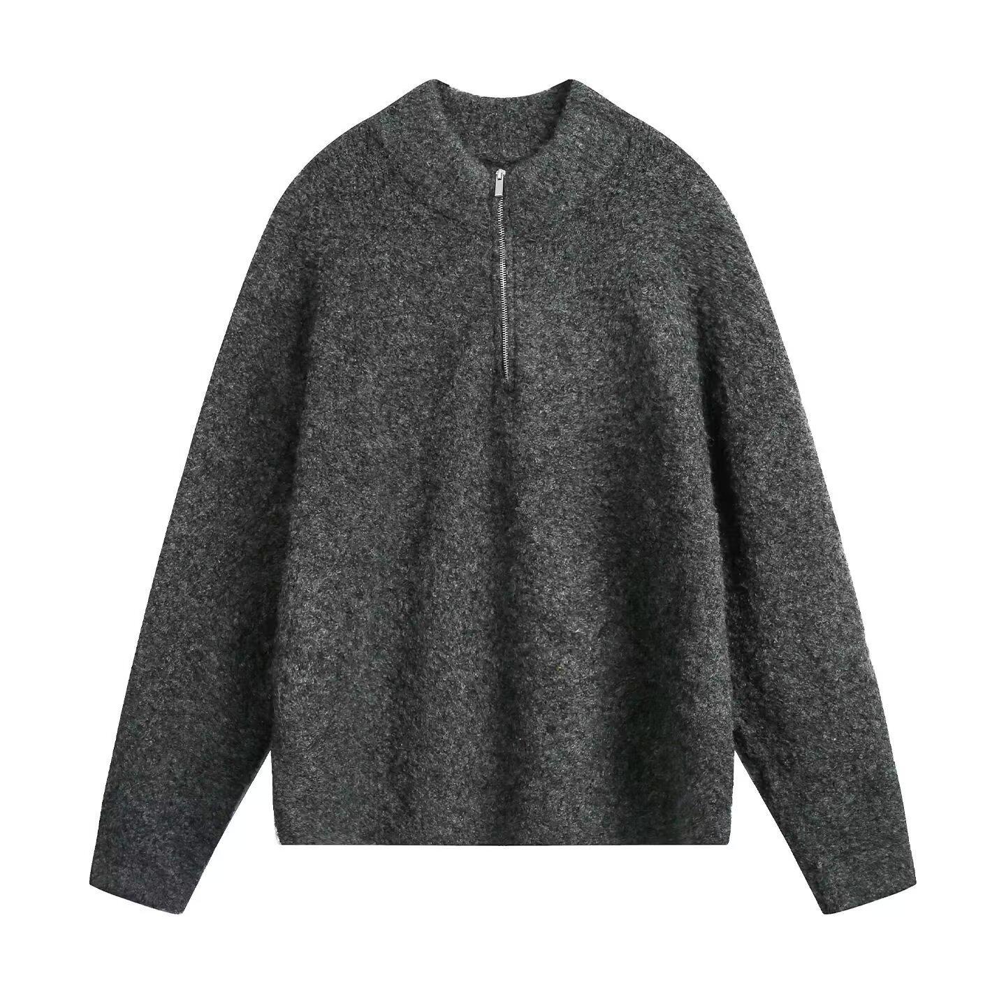 Мужской винтажный свитер с полумолнией, тренд осени/зимы, ретро трикотаж с воротником-стойкой M
