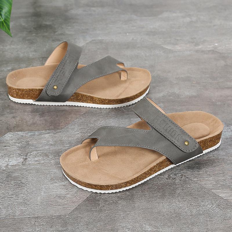 Sandales plates décontractées d'été 2022 à brides croisées - à enfiler, bout rond, chaussures de plage pour grandes tailles