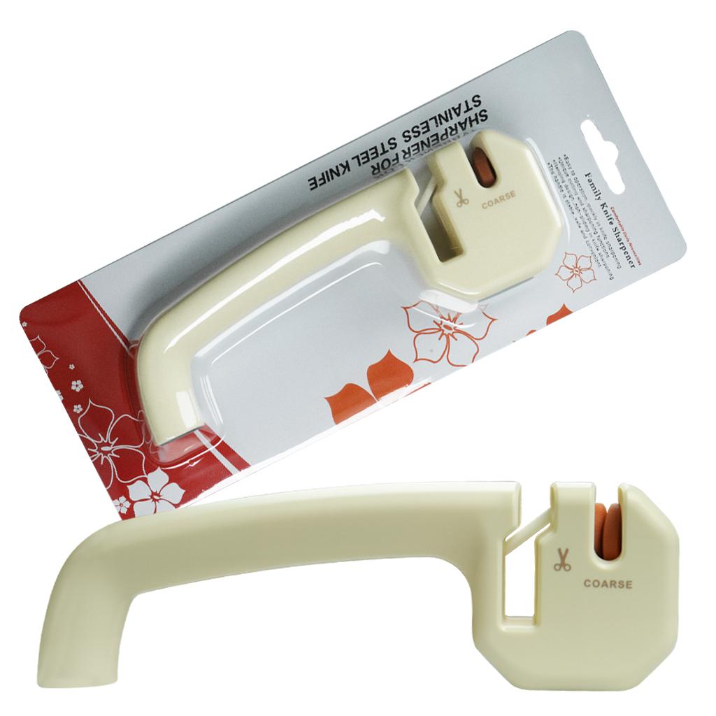 Household Handheld Sharpening Tool Suitable for Kitchen Knives and Scissors Care Double Slot Kitchen Knife Care Device with Anti Slip Base