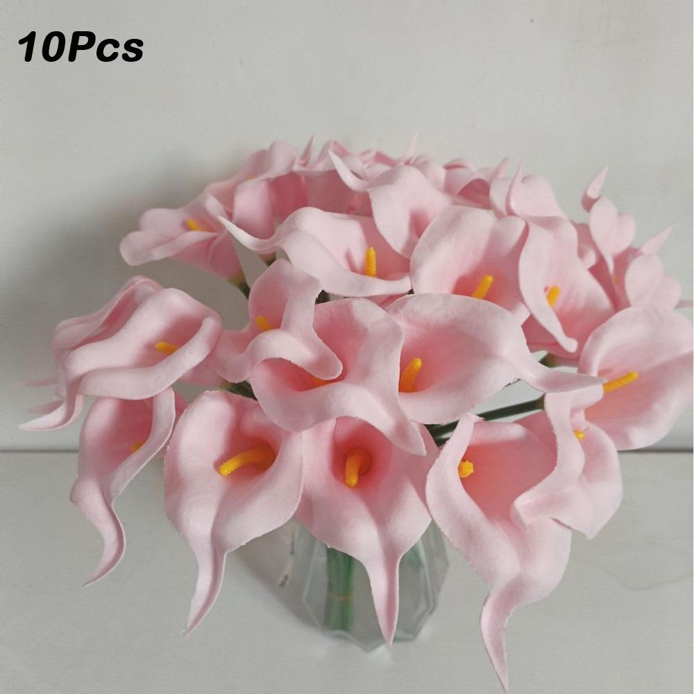 10Pcs Lifelike Artificial Calla Lily Bouquet Decorative Artificial Flowers Real Touch Calla Lily Durable Fake Calla Lily