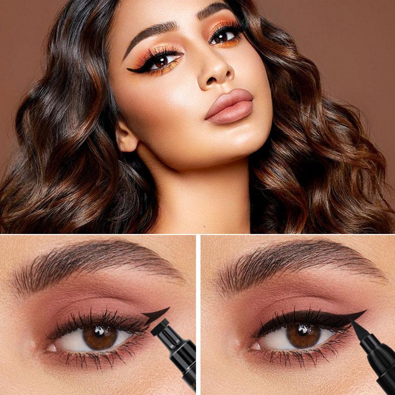 Doppelsiegel Eyeliner Wasserdicht Schnelltrocknend Einfach zu meistern Charm Eyeliner Fähigkeiten 2 Stück
