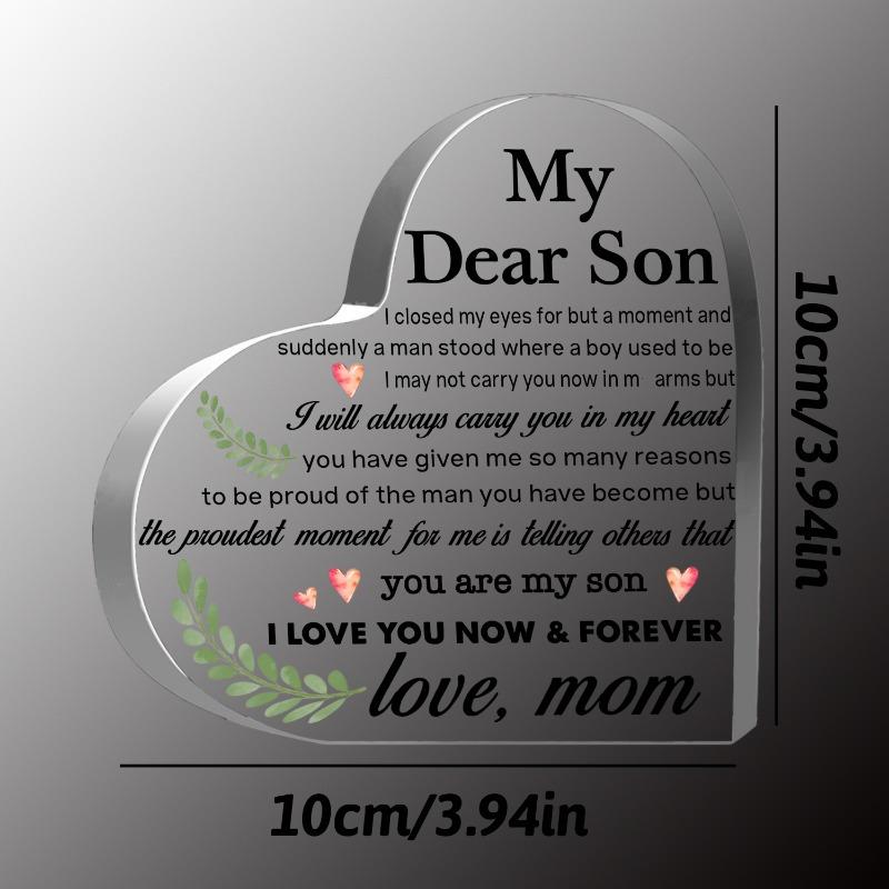 Mom’s gift to my son: Acrylic desk sign (home/office use) – a souvenir; I decorated his desk with it, eyes closed for a moment.