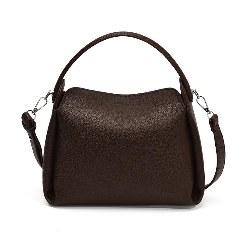 

Новая повседневная сумка-ведро большой вместимости, простая однотонная, ретро, на плечо, сумка-мессенджер темно-коричневого