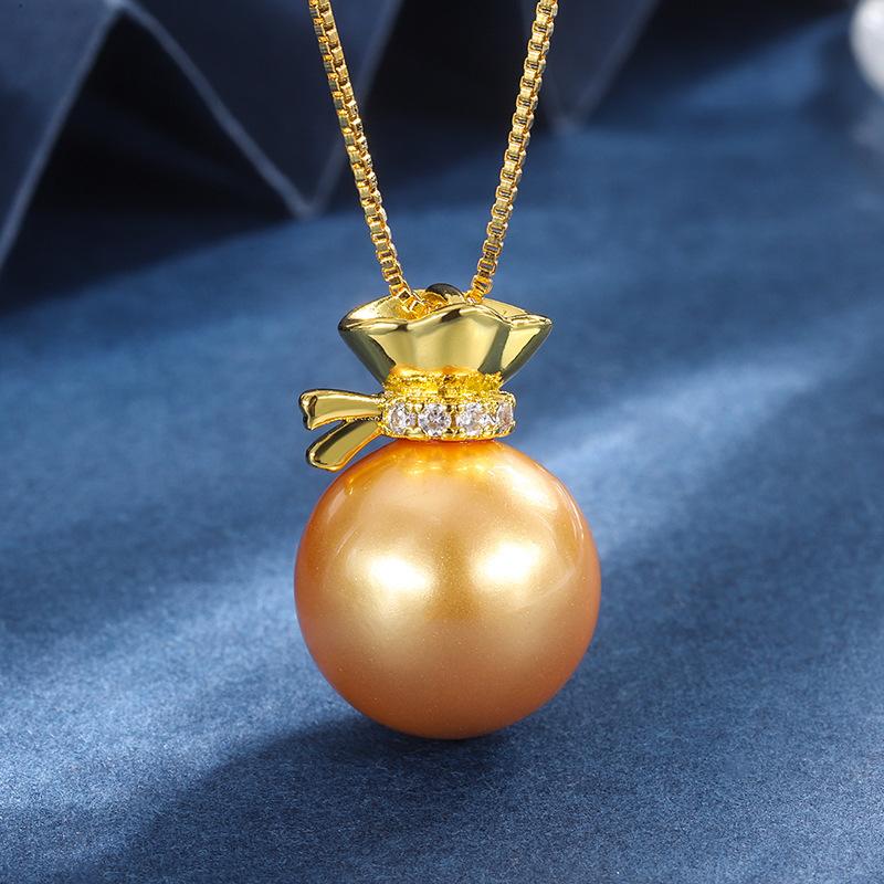 

Жемчужина маленькая подвеска мода жемчужный мешок удачи инкрустированный циркон ожерелье ключица цепочка ювелирные изделия мода