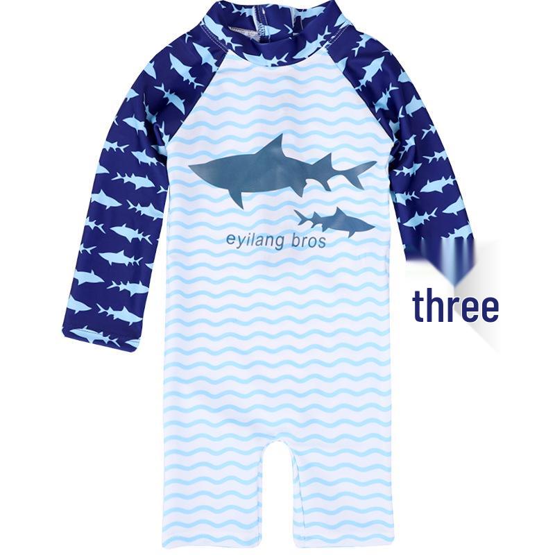 Boys Long Sleeve One-Piece Swimsuit: Zipper, Sun Protection, Quick-Dry Size 6