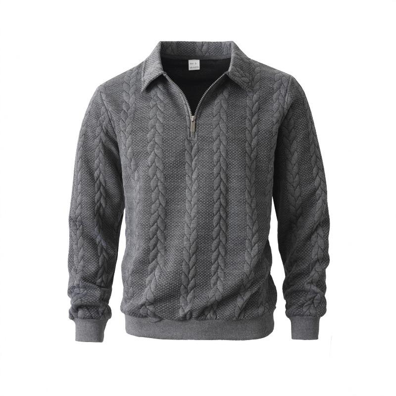 

Spring And Autumn Jacket For Young Men, Casual Long-Sleeve Knit Sweater, Men Zip-Up Sweatshirt S темно-серого