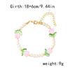 New Fashion Sweet Tulip Flower Necklace Bracelet Set For Women Elegant Pearl Clavicle Chain Necklace Girls Party Jewelry Gift