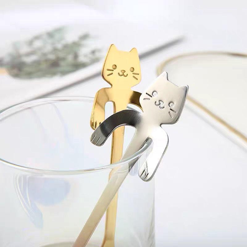 304 Stainless Steel Cat-Shaped Long-Handled Coffee Spoon