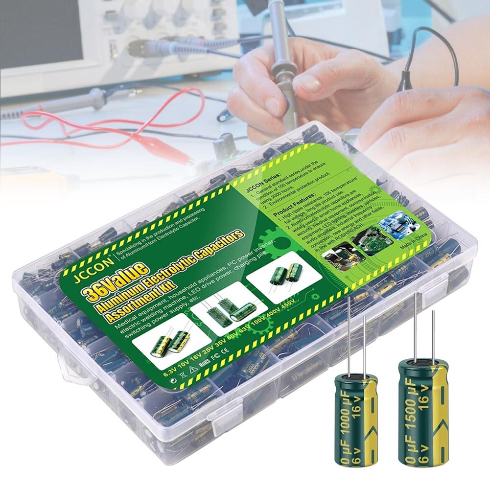 15/24/36 Values 225/460/925Pcs Variable Capacitors Assorted Kit Aluminum Electrolytic Capacitors Assortment Kit for DIY Projects