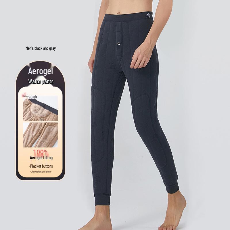 Aerogel Insulated Fleece Leggings: Men's & Women's Winter Cotton Pants with Triple-Layer Knee Protection.