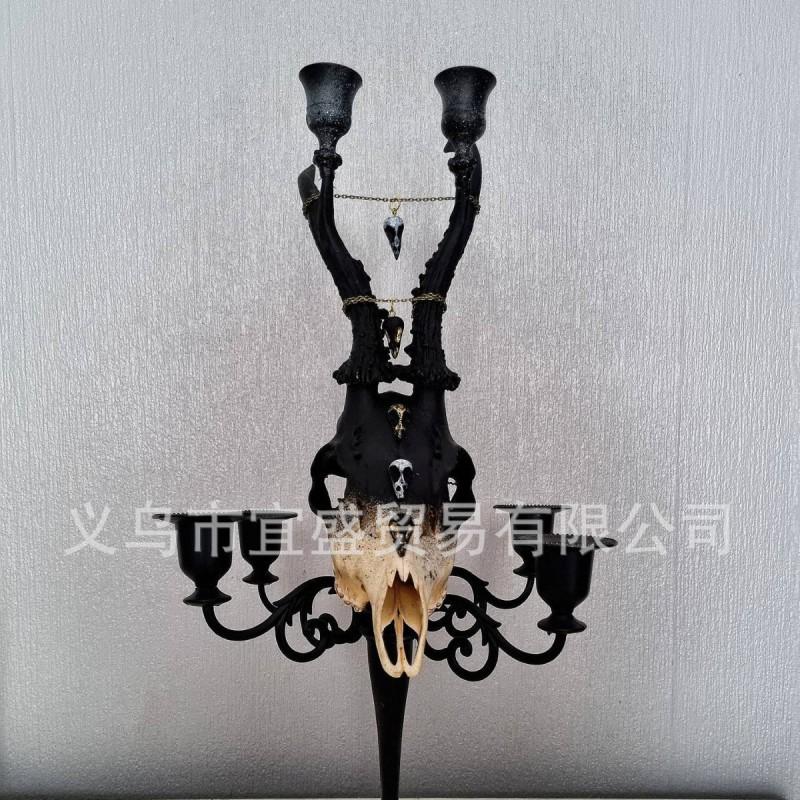 Cow Head Candle Holder Resin Art Decor Home Garden Ornament Creative Figurine