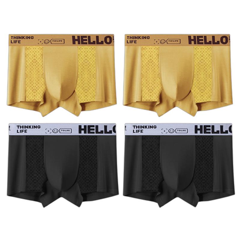 4 st Herrkalsonger Is-Silke Mesh Boxerkalsonger Kalsonger Andningsbara Underbyxor Pojkunderbyxor Underkläder L XL XXL 3XL 4XL 5XL
