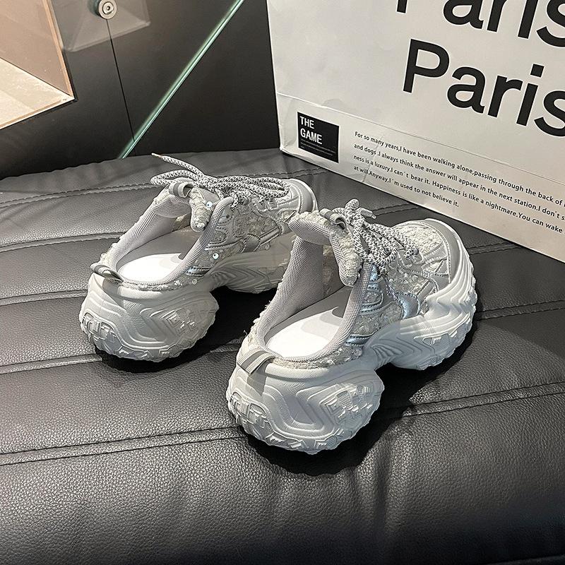 

Muffin versatile durian sole sneakers women s spring new thick-soled small man sequined comfortable little white shoes 35