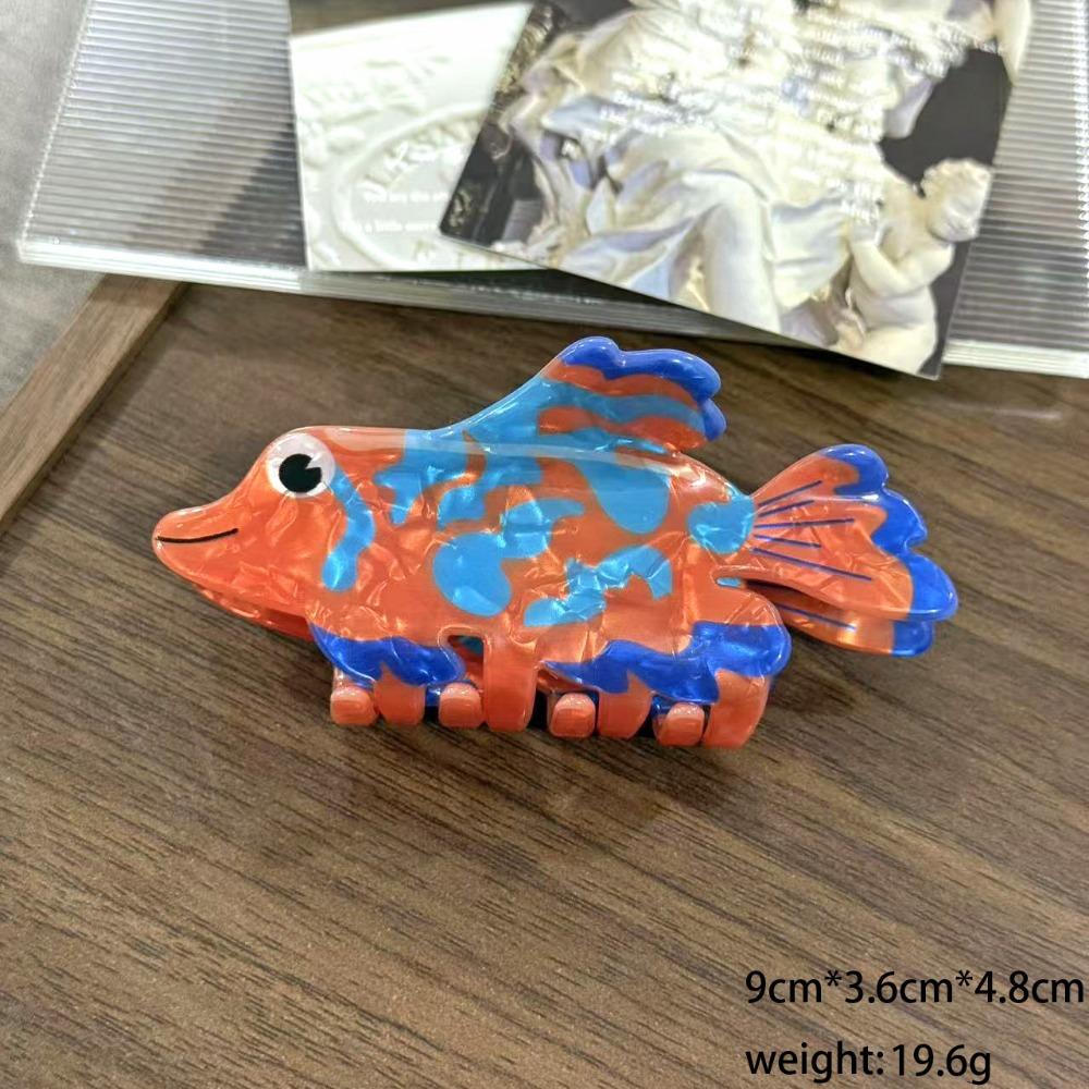Cartoon Pattern Acrylic Hair Claw Animal Design Sardine Claw Clips Cute Fish Series Claw  Women Use