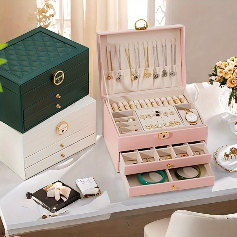 Multi Functional Jewelry Box with Three Layers of Leather Locks, Storage Box for Jewelry,Earring Jewelry Box,Earring Storage Box