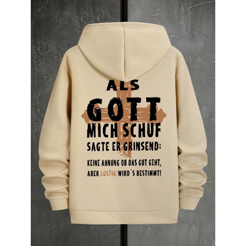 

HipHop Trend Letter Print Hooded Sweatshirt Daily Outdoor Vacation Casual Loose Warm Sportswear XXXL бежевий