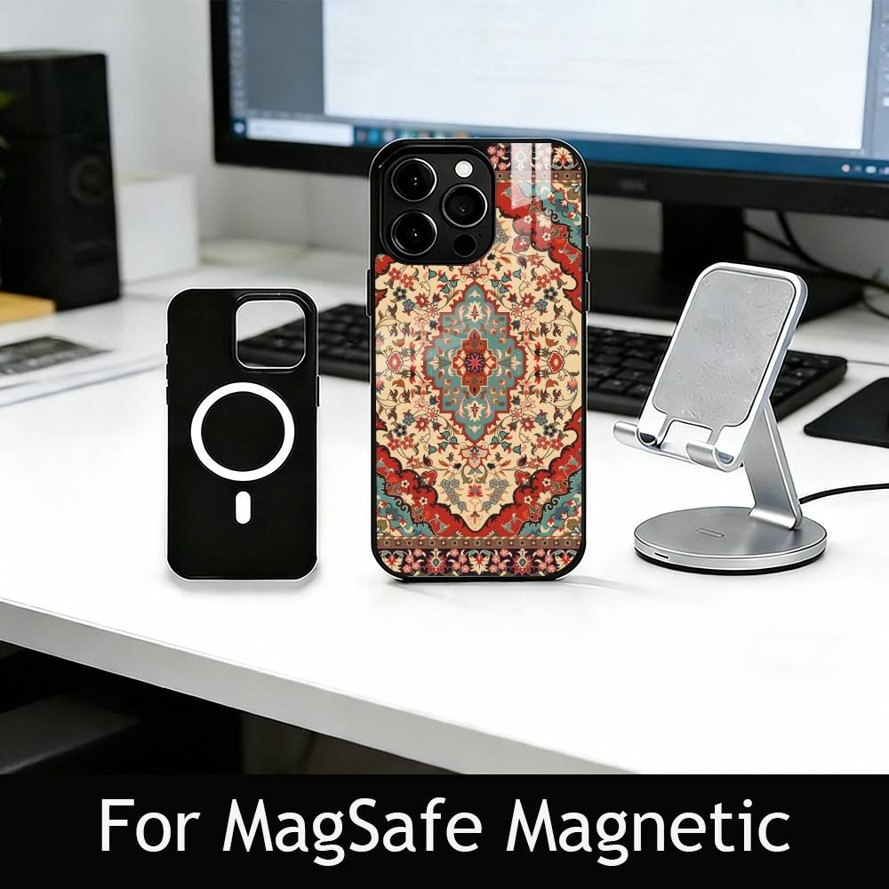 

Vintage Persian Carpet Art Phone Case For iPhone17,16,15,14,13,12,11 Plus,Pro Magnetic with Magsafe Wireless Charging iPhone12mini