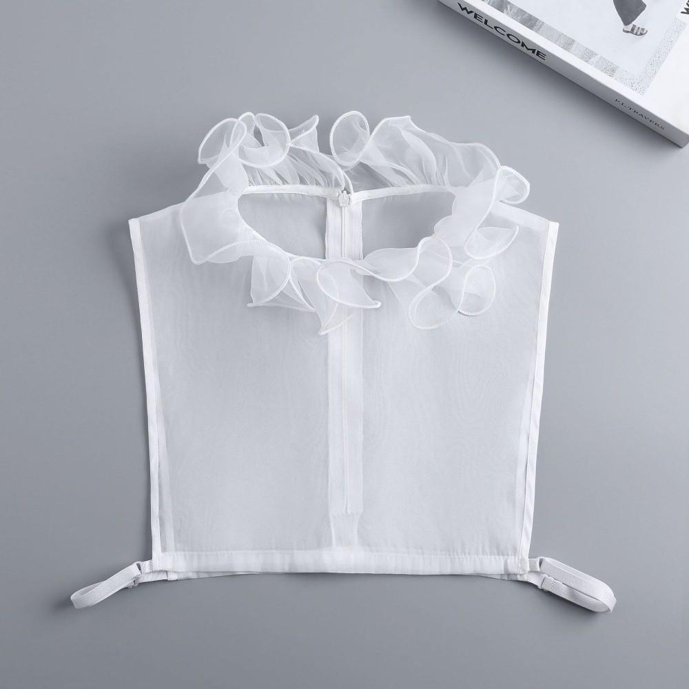 Polyester Trim False Collar Ruffle Design Breathable Detachable Collar Lace Trimmed Matching Arm Cuffs Half Shirts