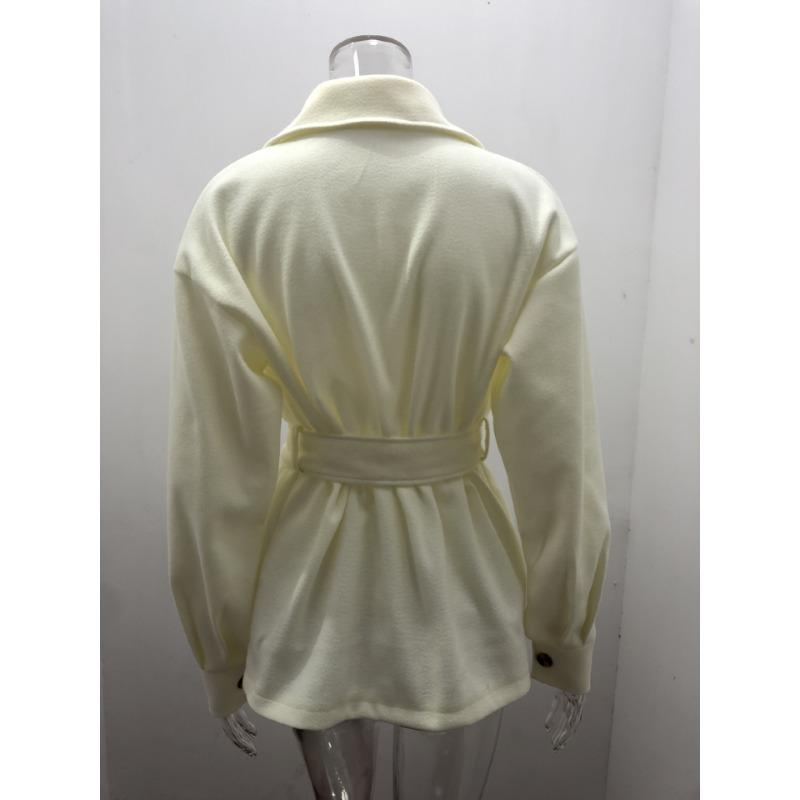 Autumn and Winter Women's Long-sleeved Temperament Solid Colour Lapel Button Tie Tweed Jacket