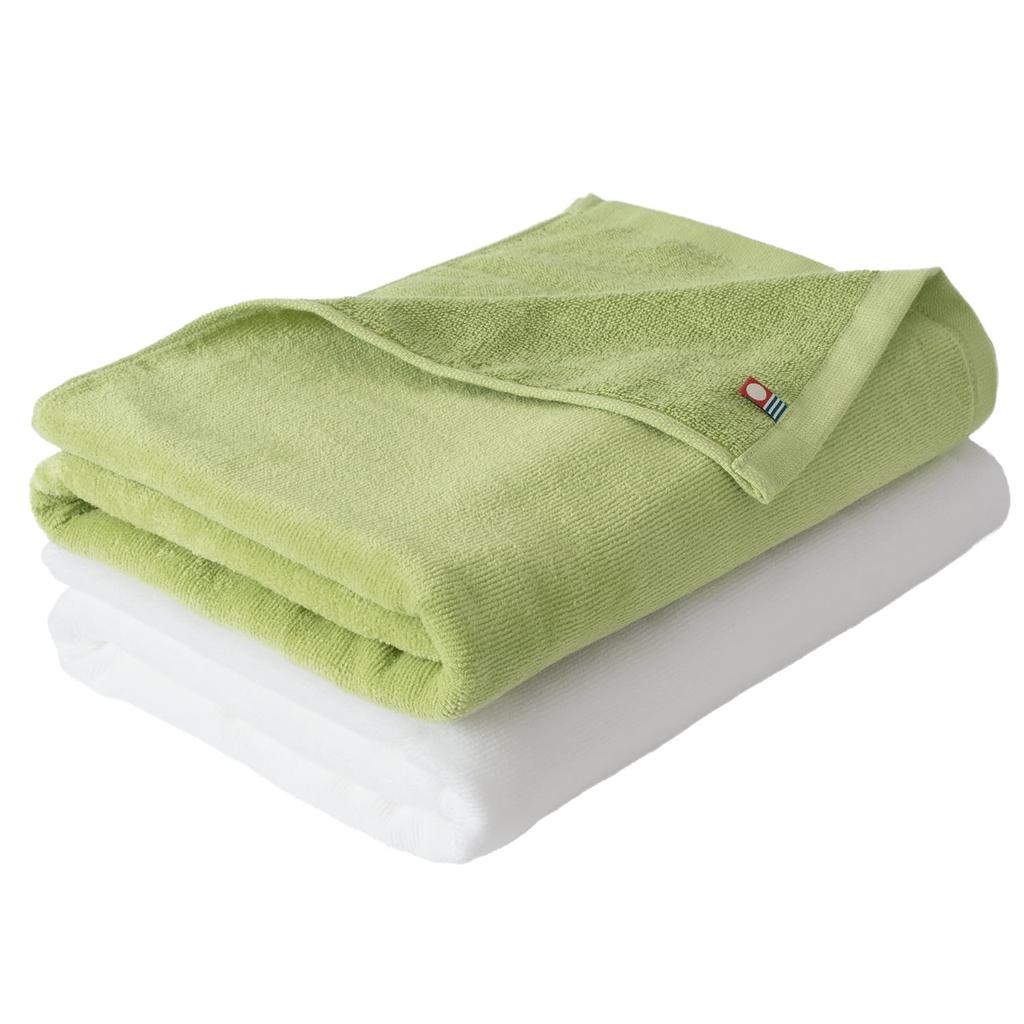 Bloom Imabari Towel Bath Set of Baby for Shirred Made In Cotton Green X Towels, 2, Color, 60x120cm, Newborns, Fabric, Japan, 100% (Moss White)