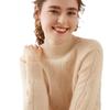Women's Cable Knit Cashmere Top – Half-High Collar, Long Sleeve, Loose Fit, Versatile Sweater