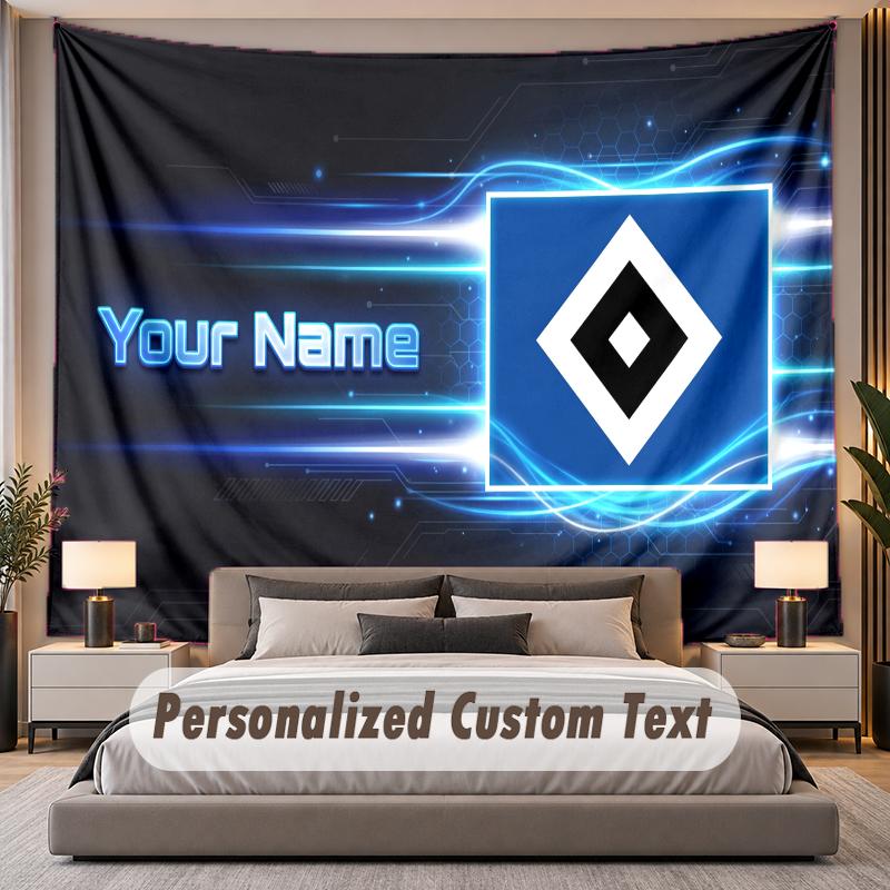 Custom Name Text Tapestry Hamburger SV Personalized Polyester Wall Tapestry For Bedroom And Room