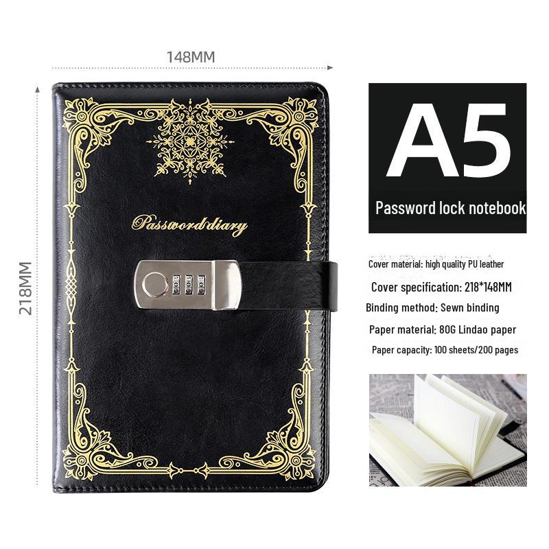 

Европейский ретро-дневник на холсте: Записная книжка с безопасным паролем для студентов A5