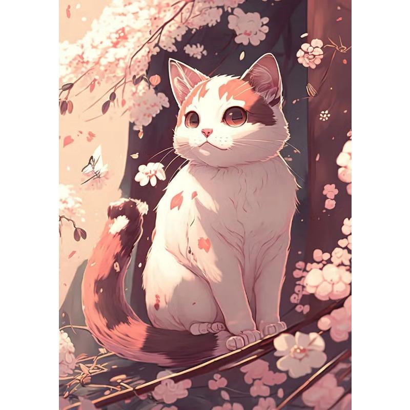 Japan Pop Art Cat Nature Cherry Blossom Landscape Canvas Poster Colorful Aesthetics Home Wall Cartoon Decor Bedroom Cafe Picture