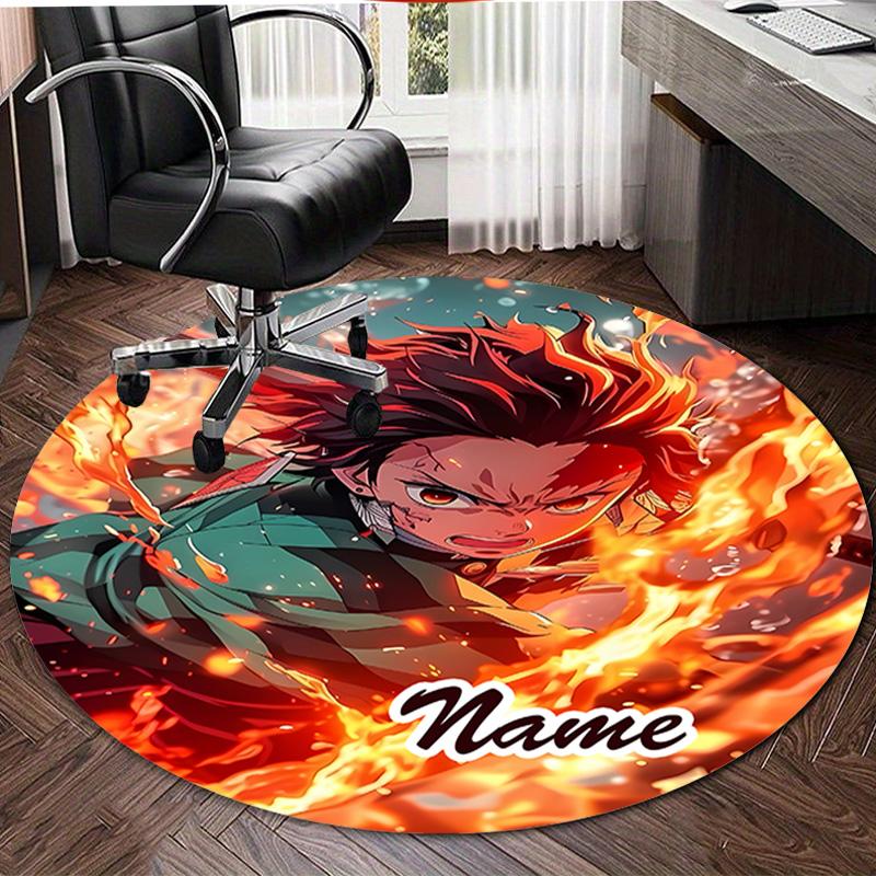 Personalized Demon Slayer Round Chair Office Rug - Perfect for Mat, Office Chair & More - Ideal Gift for Birthdays and Holidays