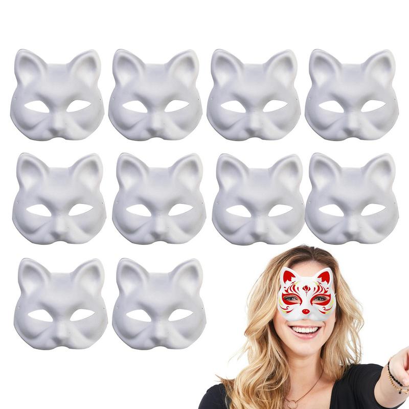 Masquerade Cat Face Masks Party  Animal Half Facemasks Masks Props Paintable Blank Masks Party Halloween Cosplay Accessories