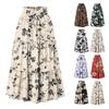 Spódnica damska maxi ze ściągaczem i wysokim stanem, letnie długie spódnice, lekkie, warstwowe, zwiewne, plisowane spódnice z kwiatowym wzorem
