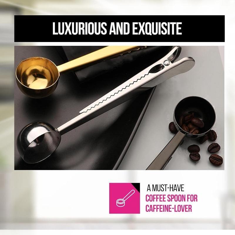 Colher Dosadora Multifuncional de Aço Inoxidável para Café com Clipe para Saco, Colher Seladora para Chá Café, Gadget e Acessórios de Cozinha