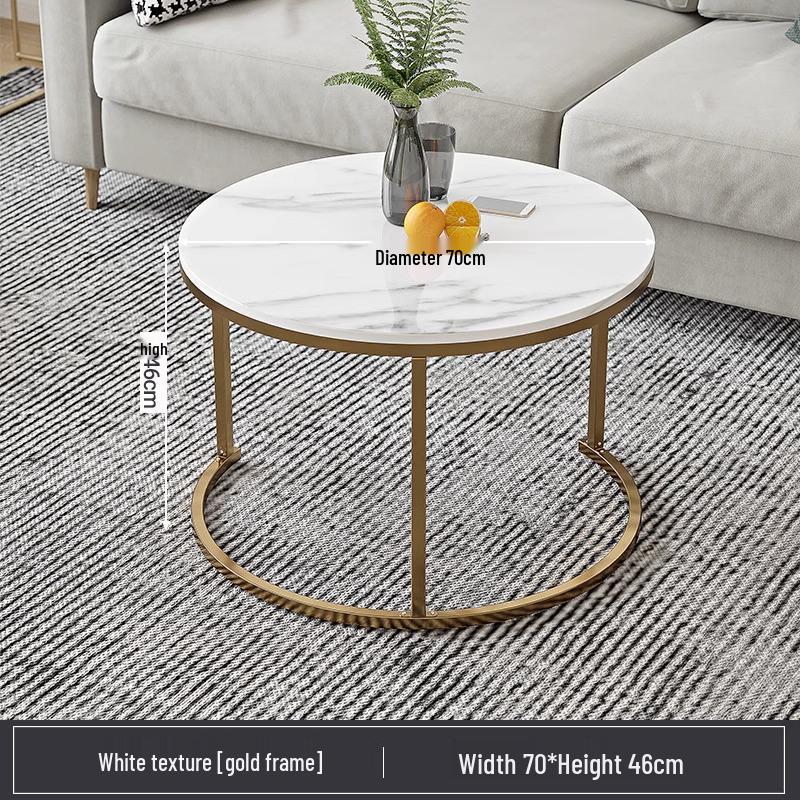 Round Coffee Table for Living Room, Sofa Side Table, Small Apartment or Balcony, Modern Light Luxury Tea Table.
