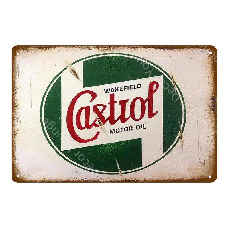 Vintage Texaco Motor Oil Signs Sky Chief Castrol BP Metal Poster Wall Art Painting Plate Garage Gas Gasoline Station Decor YJ