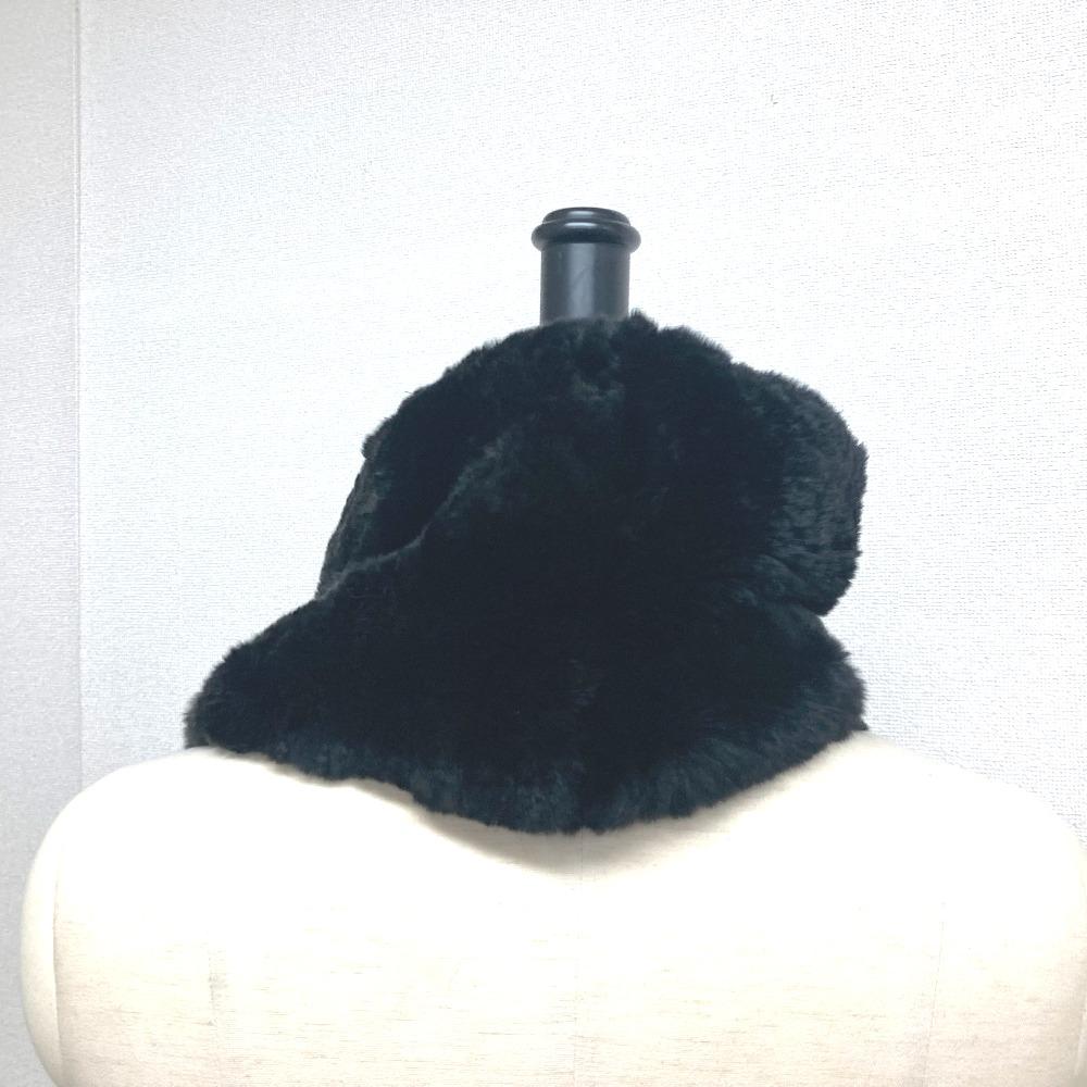 Chanel Big Coco CC CC Mark Accessories Tippets Scarf Fur Black/White