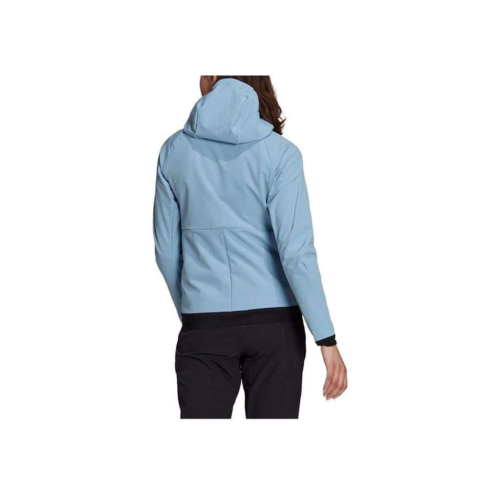 Adidas Solid Color Pocket Detail Hooded Jacket Women Jacket Sky-Blue GQ4255