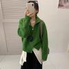 Women's Korean Style Stand Collar Double Zipper Knit Cardigan