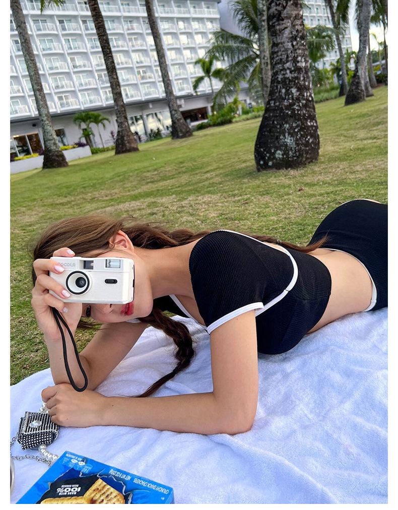 Bikini a Due Pezzi Monocolore Stile Coreano: Costumi da Bagno Sexy, Modellanti, di Alta Gamma per Donne