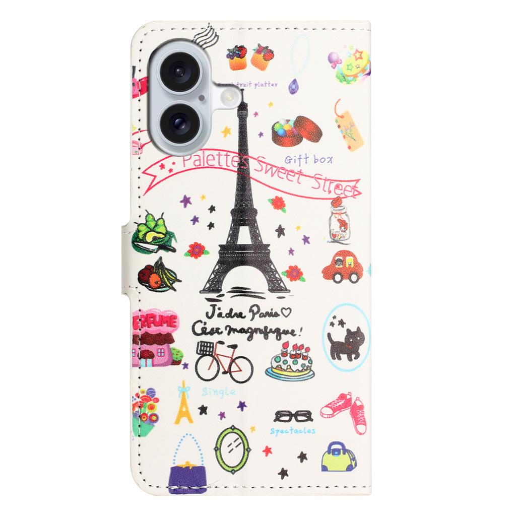 For iPhone 16 Plus Wallet Case Pattern Print PU Leather Flip Phone Cover