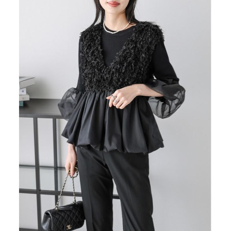 

2026 Spring/Summer Women s V-Neck Patchwork Vest One Size