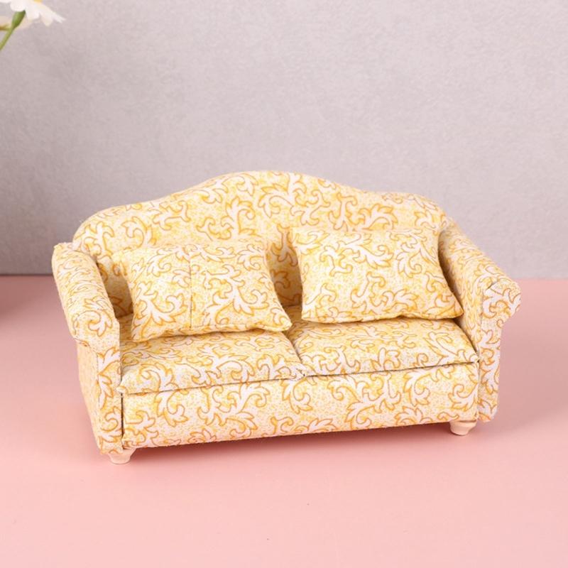 1 12 Toyhouse Furniture Modern Couch Set With Coordinating Throw Pillows Secure Assembly