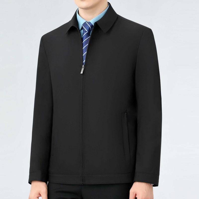 Mulberry Silk Spring and Autumn New Men's Casual Jacket Coat Middle-aged and Elderly Cadres Administrative Business Large Size Dad Tops