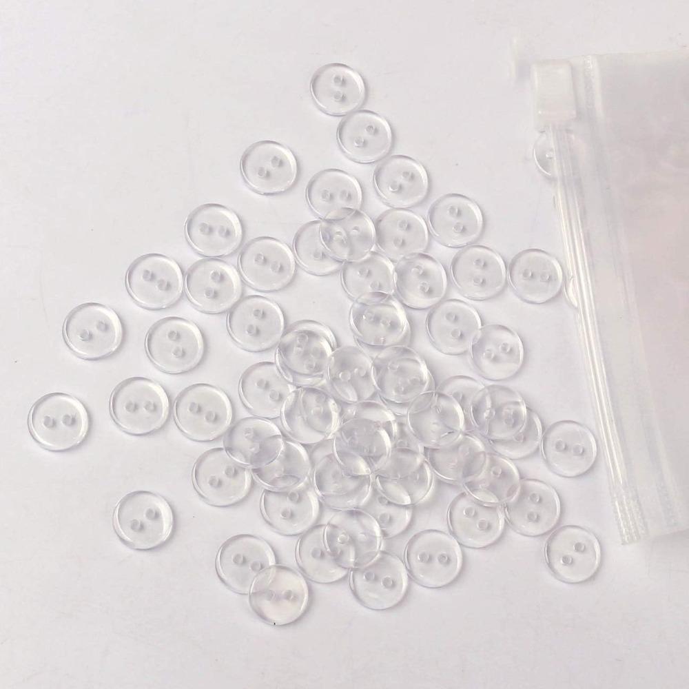 500 PCS 10mm Resin Buttons Clear 10mm Round Transparent DIY Craft Projects Shirt Buttons  Sewing