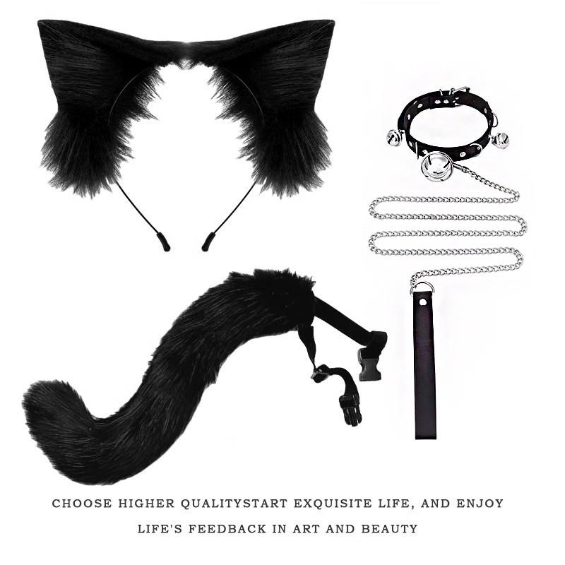 Handmade Cat Ears & Tail Set: Cute Cosplay Hair Accessories for Catgirl