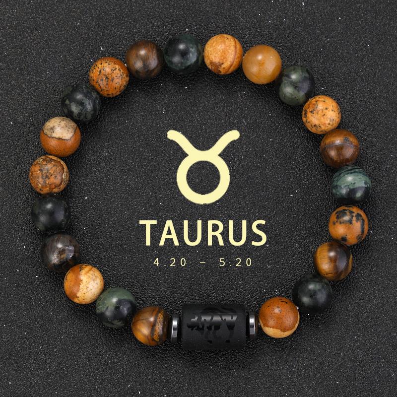 12 Zodiac Natural Stone Bracelets - Cancer, Virgo, Leo, Libra Designs, Ideal Couples & Friendship Gifts, Unisex Jewelry (Pulsera
