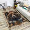 Flannel Printed Bear Lodge Rug Rustic Wildlife Design Living Room Carpet Soft Fleece Floor Mat Country Home Decor Unique Area