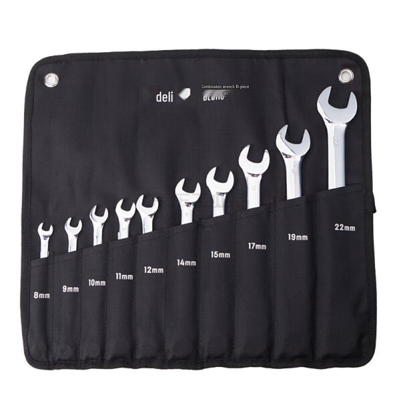 Deli 10-Piece Cr-V Dual-Purpose Wrench Set 8-22mm