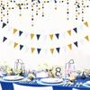 Navy-Blue White-Gold Party Decorations Banner - 2 Pack Men Birthday Graduation 2025 Glitter Sprinkles Paper Pennant Triangle Flags, Fathers Day