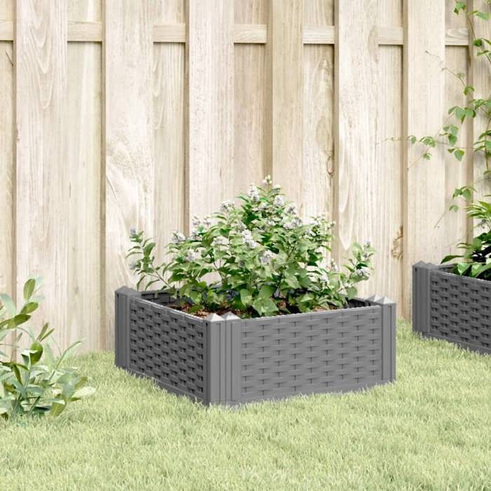VidaXL Planter with Stakes Light Grey 42.5x42.5x28.5 Cm PP, Flower Box, Planter Stand, Flower Stand, Tub 368003