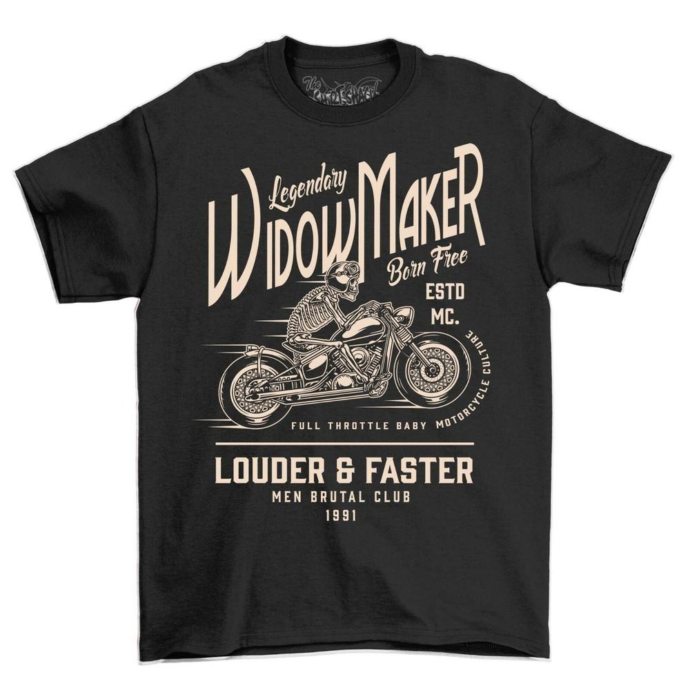 

Legendary Widow Maker Louder and Faster Vintage Motorcycle Biker T-Shirt Men s Top 4XL
